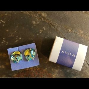 Avon Aqua Cluster Earrings